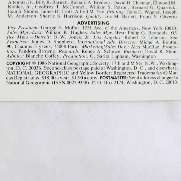 Lot of 4 Vintage National Geographic Magazines Aug Sept Oct & Nov 1986