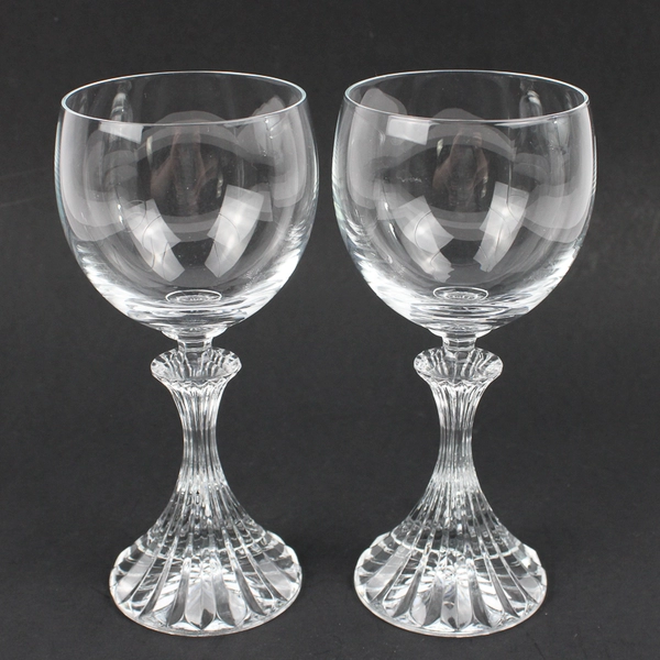 Lot of 2 Vintage Mikasa The Ritz Clear Wine Glasses 6.5" H Stem Rib