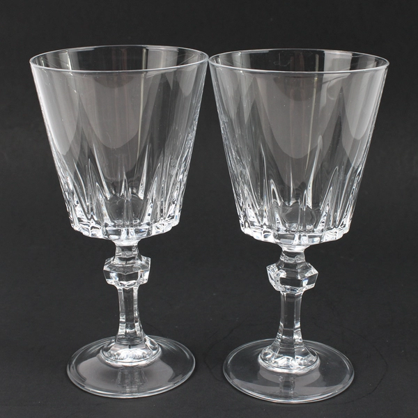 VTG Lot of 2 Princess House Esprit Clear Stem Water Goblet 6.75" H Vertical Cut