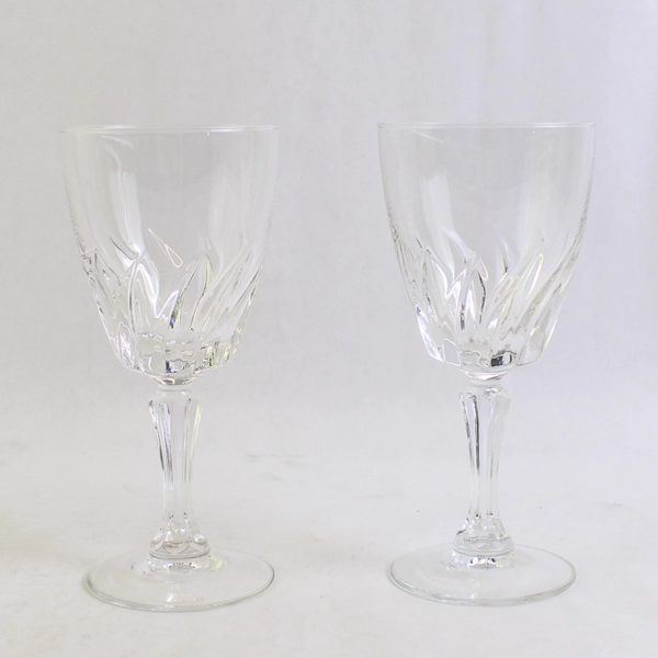 Lot of 2 Cristal d'Arques Durand Flamenco Clear Stem Water Goblet 6.75" H