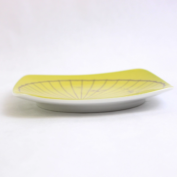 Set of 4 Trish Richman 5" Small Square Ceramic Plates Green Shell Dessert