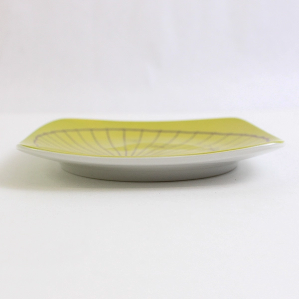 Set of 3 Trish Richman 5" Small Square Ceramic Plates Green Shell Dessert