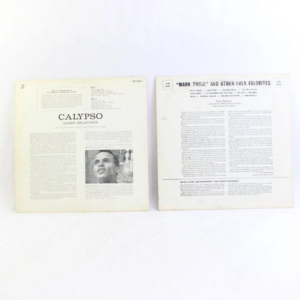 Lot of 2 VTG 12" Vinyl Record Albums Harry Belafonte Calypso Mark Twain Folk