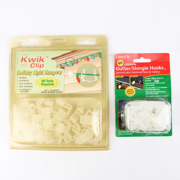 Two Packages of Christmas Light Gutter Hooks Holiday Decor