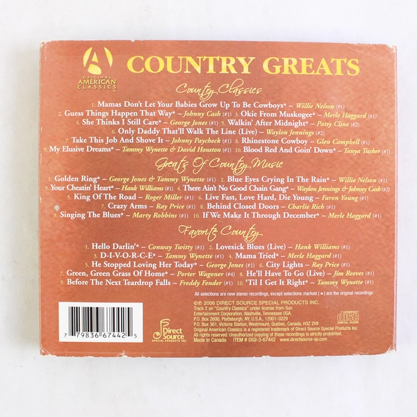 3 Disk CD Set Country Greats Original American Classics