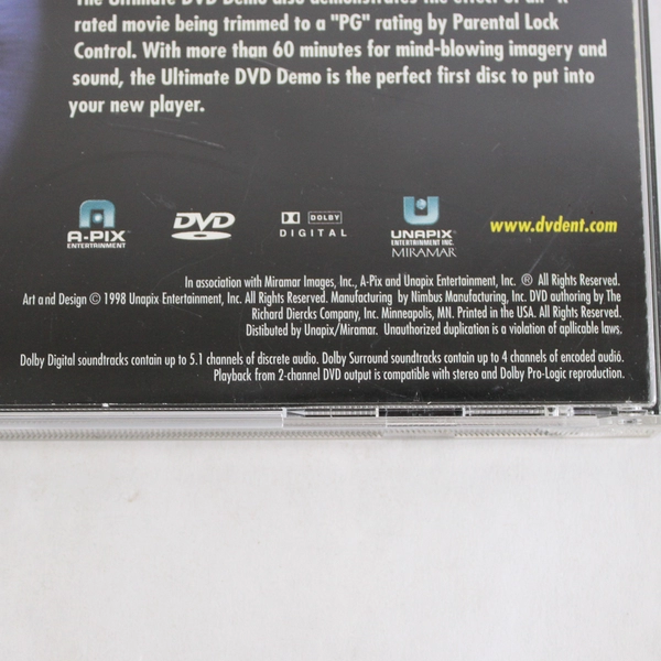 Ultimate DVD Demo Disc DVD 1998 Version 1.3.2 Unapix Miramar UPX72003