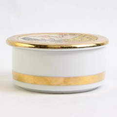 Vintage The Art Of Chokin Peacocks Trinket Box with Lid Edged In 24K Gold Japan