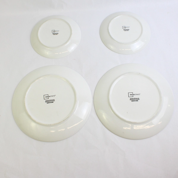 Set Of 4 Mainstays Home Stackables White Stoneware 2 Dinner 2 Salad Plates
