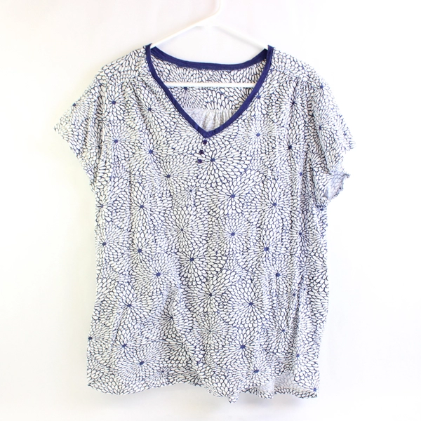 Sleepyheads White and Blue Floral Pajama Shirt Women's Size 2XL