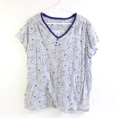 Sleepyheads White and Blue Floral Pajama Shirt Women's Size 2XL