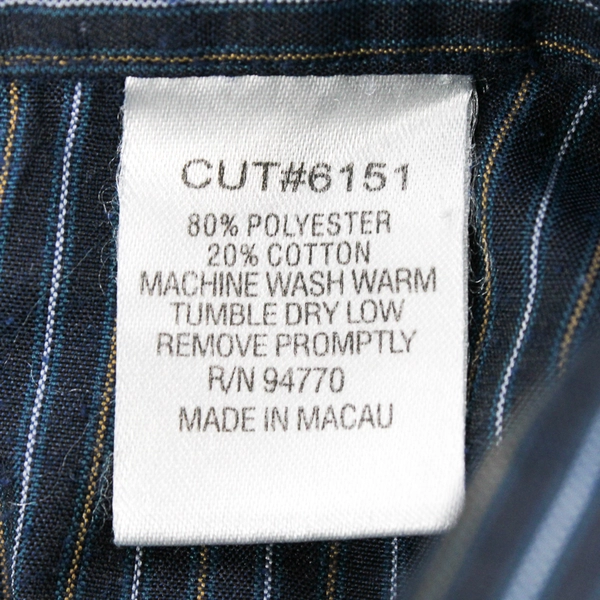 White Horse Blue Snap-Button Shirt Blue & Brown Pinstripes Men's Size 2XL