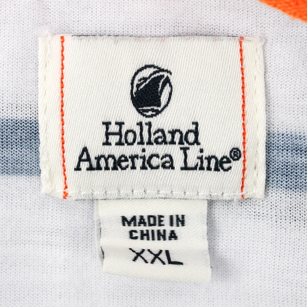Holland America Line Navy and White Striped T-Shirt Women's 2XL