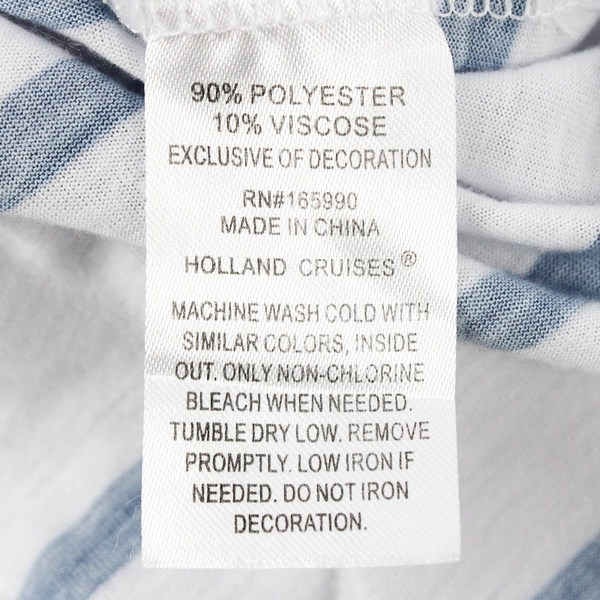 Holland America Line Navy and White Striped T-Shirt Women's 2XL