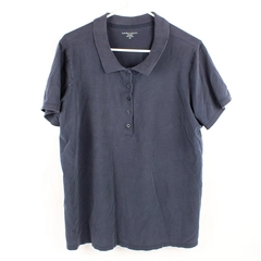 Laura Scott Navy Blue Cotton Polo Shirt Women's Size 1X