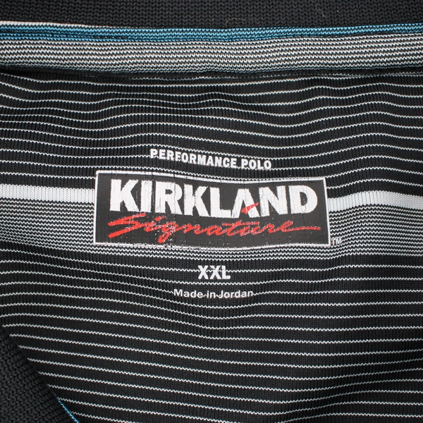 Kirkland Signature Black Blue and White Striped Polo Men's Size 2XL