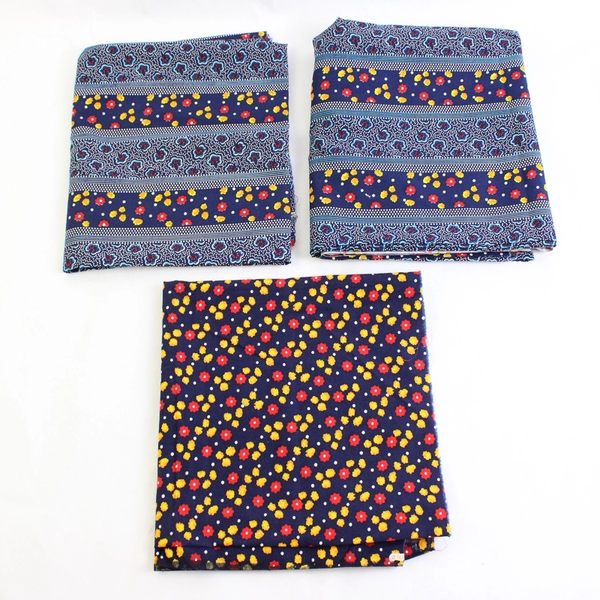 Lot of 3 Marcus Bros Woven Quilting Cotton Fabric 42" W x 0.5-2 Yds Blue Floral