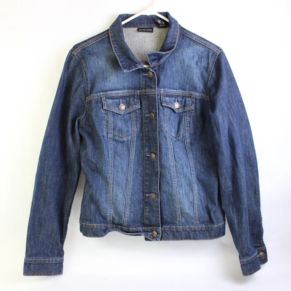 New York & Company Medium Wash Denim Jacket Women's Size Large
