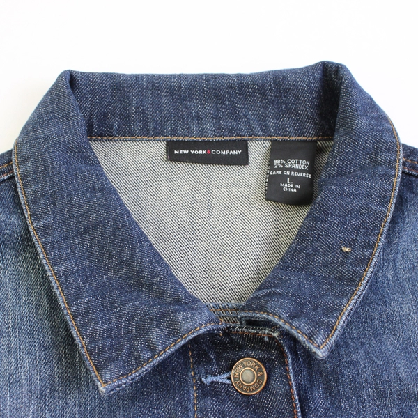 New York & Company Medium Wash Denim Jacket Women's Size Large