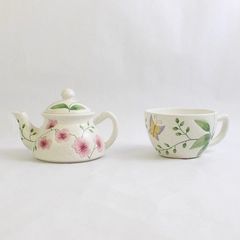 PAC Flower and Butterfly Design Individual Serving Ceramic Tea For One Set