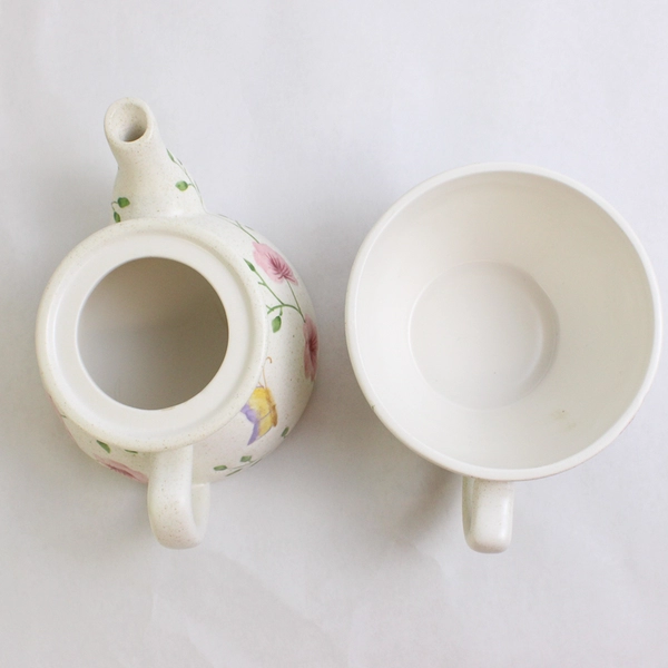 PAC Flower and Butterfly Design Individual Serving Ceramic Tea For One Set
