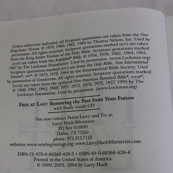 Free at Last by Larry Huch 2004 Paperback With Bonus Study CD Sealed