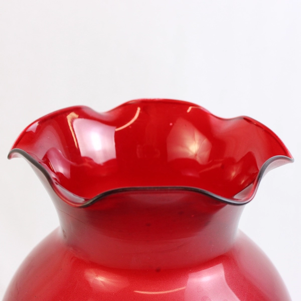 Ruby Red Glass Vase With Ruffled Rim 11 Inch
