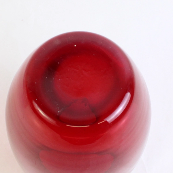 Ruby Red Glass Vase With Ruffled Rim 11 Inch