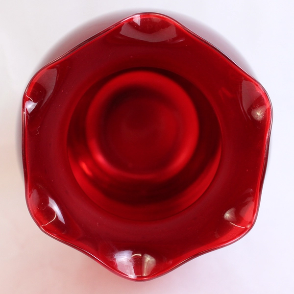 Ruby Red Glass Vase With Ruffled Rim 11 Inch