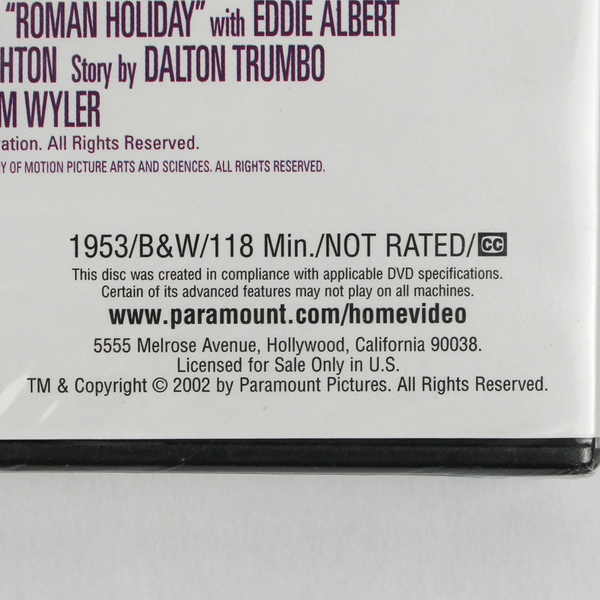 Roman Holiday Special Collector's Edition Gregory Peck Audrey Hepburn Sealed