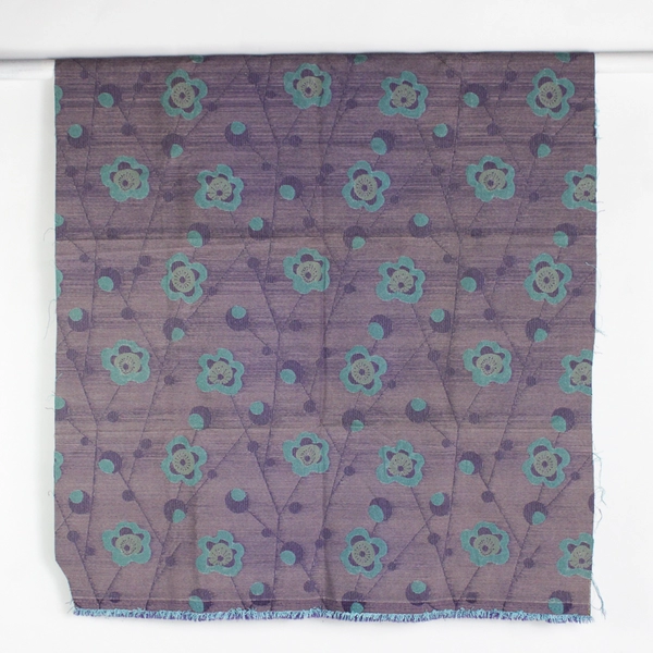 1 Piece Heavyweight Woven Upholstery Fabric 55" W x 1 Yd 1960's Mod Blue Floral