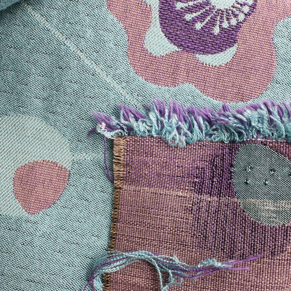 1 Piece Heavyweight Woven Upholstery Fabric 55" W x 1 Yd 1960's Mod Blue Floral