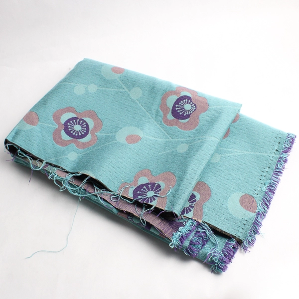 1 Piece Heavyweight Woven Upholstery Fabric 55" W x 1 Yd 1960's Mod Blue Floral