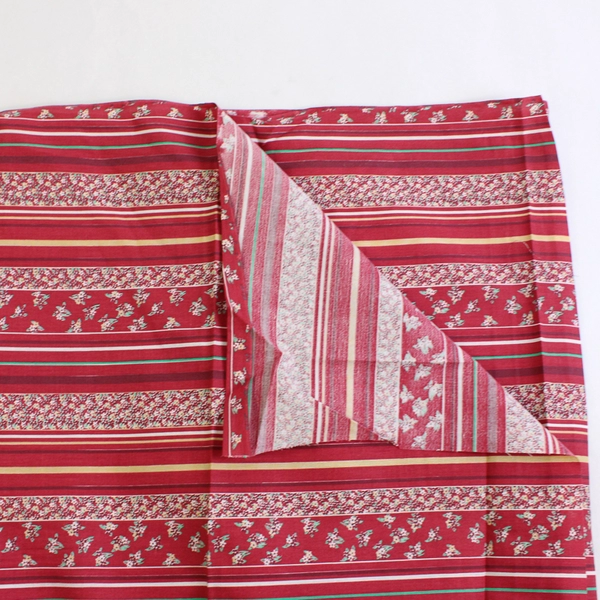 1 Piece Woven Quilting Cotton Polyester Fabric 45" W x 2 Yds Red Floral Stripe 
