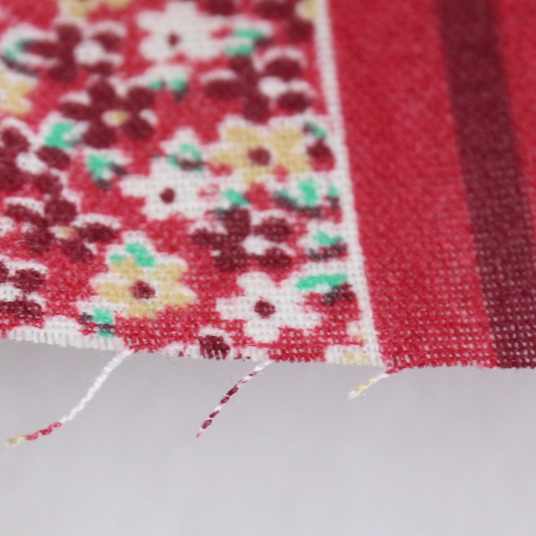 1 Piece Woven Quilting Cotton Polyester Fabric 45" W x 2 Yds Red Floral Stripe 