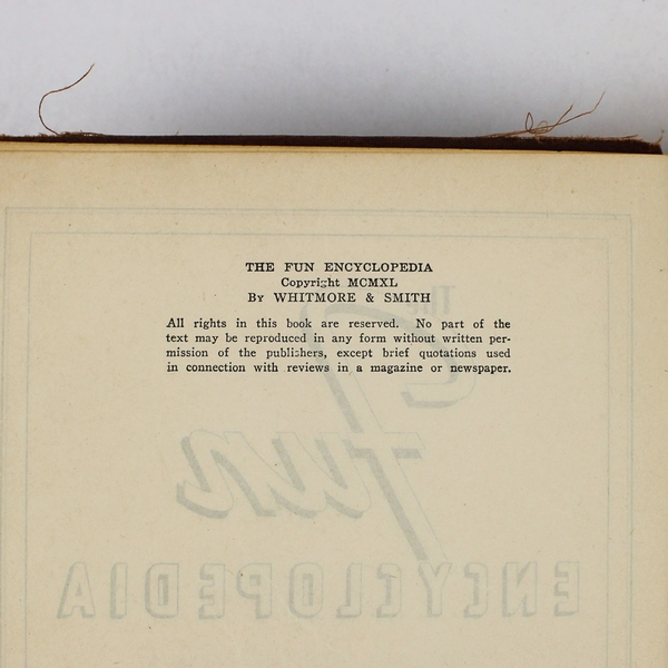 Vintage The Fun Encyclopedia by E O Harbin 1940 Hardcover