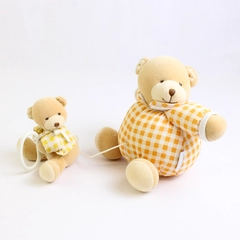 1998 Kaloo Gold Teddy Bear With Attached Baby Bear Teething Toy