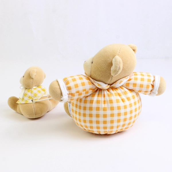 1998 Kaloo Gold Teddy Bear With Attached Baby Bear Teething Toy