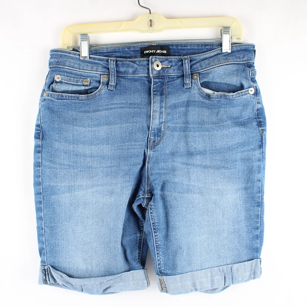 DKNY Cuffed Bermuda Jean Shorts Medium Wash Women's Size 30/10