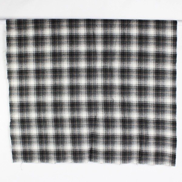 1 Piece Woven Midweight Wool Flannel Fabric 58" W x 1 1/3 Yds Black Yellow Plaid