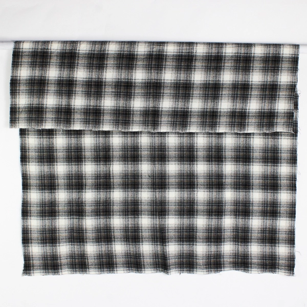 1 Piece Woven Midweight Wool Flannel Fabric 58" W x 1 1/3 Yds Black Yellow Plaid