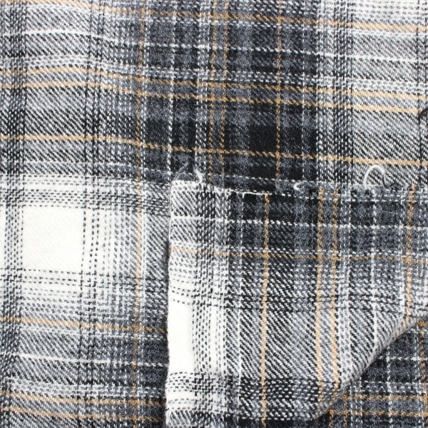 1 Piece Woven Midweight Wool Flannel Fabric 58" W x 1 1/3 Yds Black Yellow Plaid