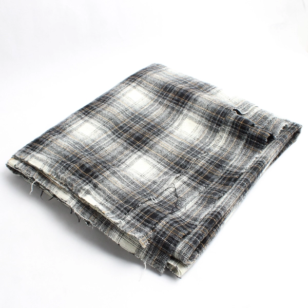 1 Piece Woven Midweight Wool Flannel Fabric 58" W x 1 1/3 Yds Black Yellow Plaid