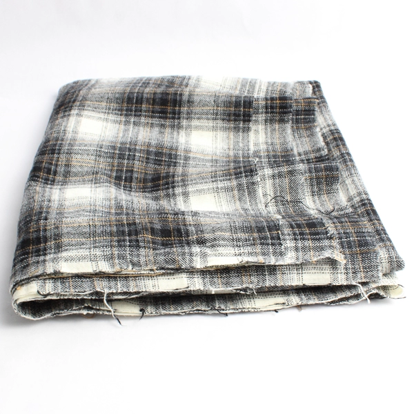 1 Piece Woven Midweight Wool Flannel Fabric 58" W x 1 1/3 Yds Black Yellow Plaid