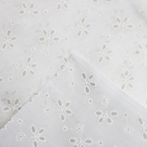 1 Piece Woven Semi-Sheer Lightweight Lawn Fabric 45" W x 3 Yds White Eyelet