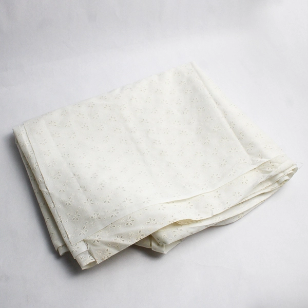 1 Piece Woven Semi-Sheer Lightweight Lawn Fabric 45" W x 3 Yds White Eyelet