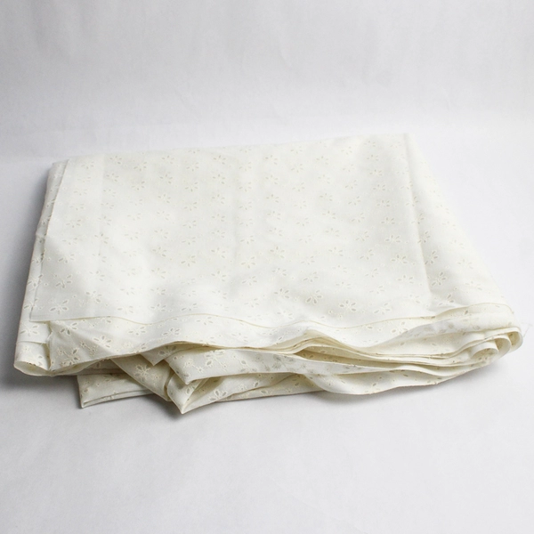 1 Piece Woven Semi-Sheer Lightweight Lawn Fabric 45" W x 3 Yds White Eyelet