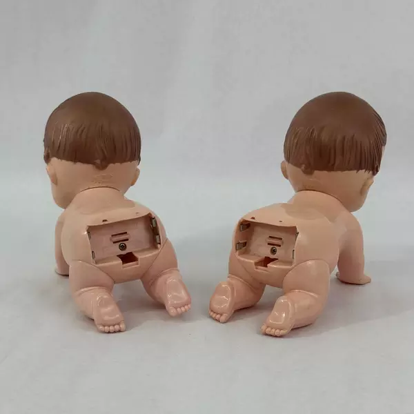 Lot of 2 Playmate Baby Crawl Away Dolls 9075 For Parts or Repair