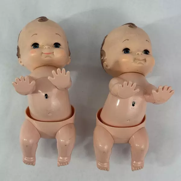 Lot of 2 Playmate Baby Crawl Away Dolls 9075 For Parts or Repair