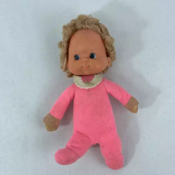 Vintage 1974 Mattel Baby Doll Pink Pajamas Plastic Head Cloth Body 8 Inch