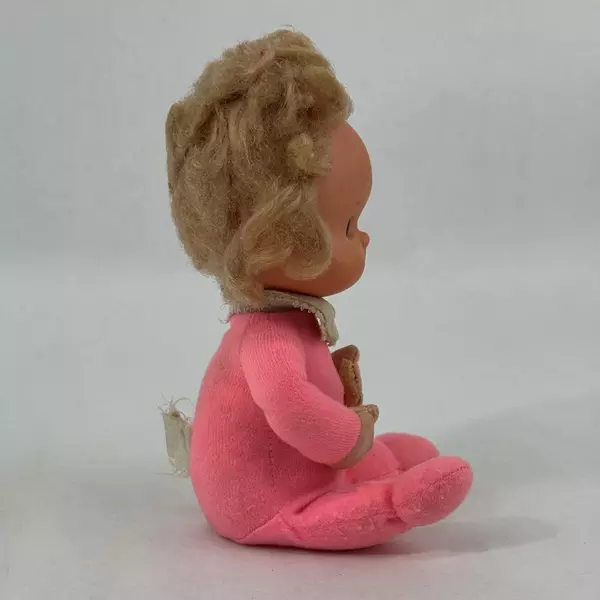 Vintage 1974 Mattel Baby Doll Pink Pajamas Plastic Head Cloth Body 8 Inch